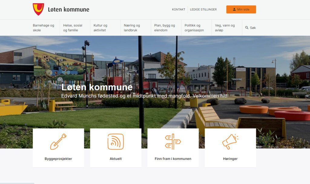 NY SIDE: Løten kommune har nylig lansert ny nettside. Designet er bra på både små og store skjermer, og innholdsmessig er det også lett å finne frem på siden.