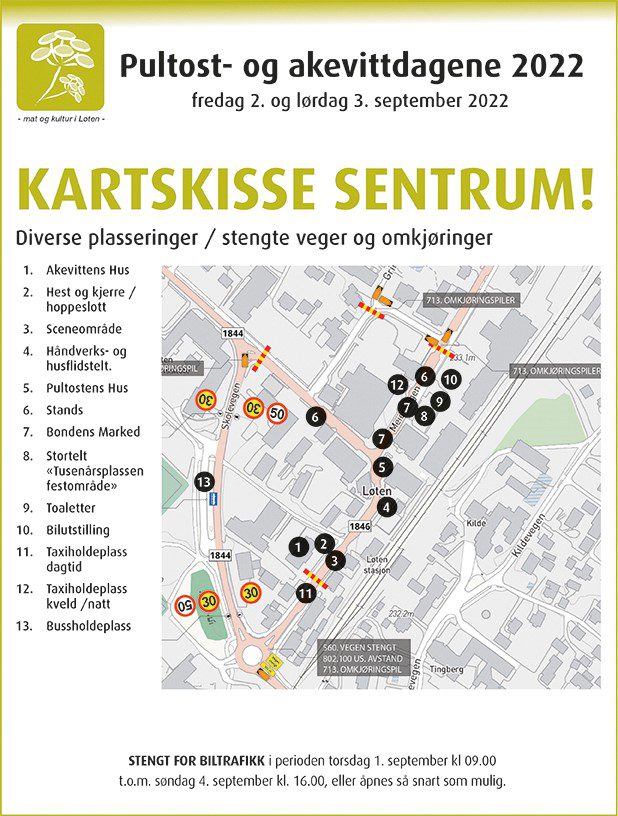 KART: Her ser du plasseringen av blant annet toaletter, taxi, diverse aktiviteter, festplass og utstillere.